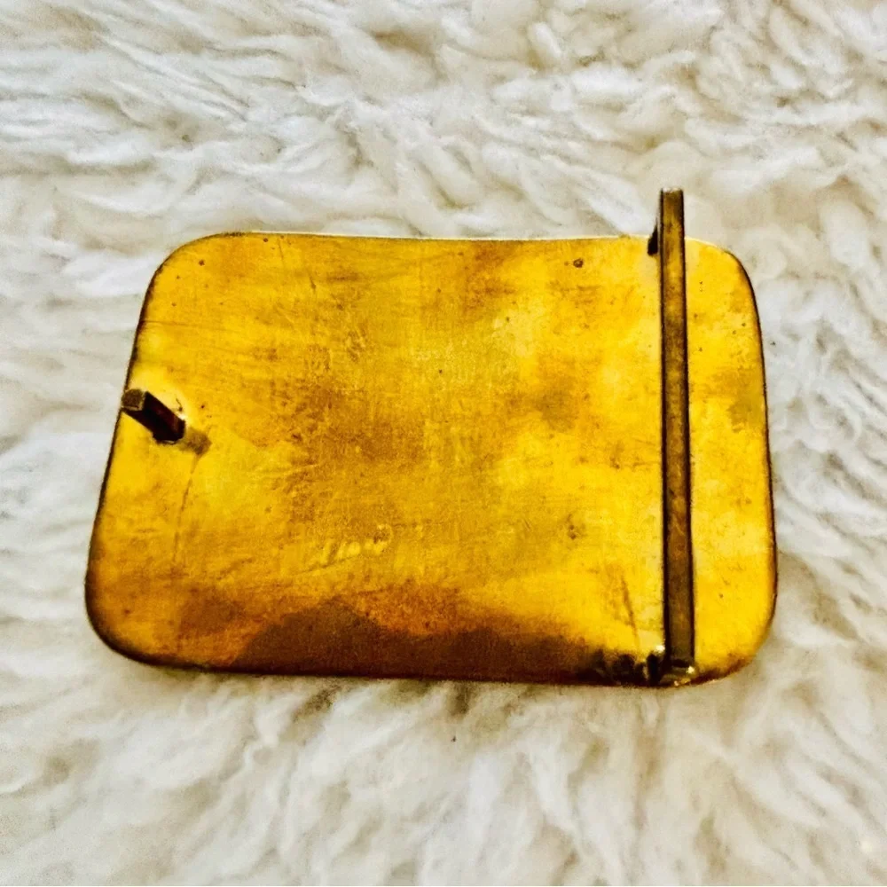 Vintage Gold/Multicolor Handcrafted Belt Buckle size 3” x 2”